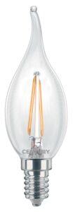 CEN INM1C-021427 LED FILAMENT SVÍČKA PLAMEN ČIRÁ 2W E14 2700K 245Lm 360d 35x118mm IP20 - CENTURY