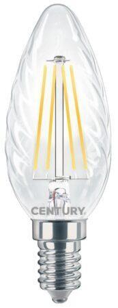 CEN INTOR-041427 LED FILAMENT SVÍČKA TWIST ČIRÁ 4W E14 2700K 470Lm 360d 35x98mm IP20  - CENTURY