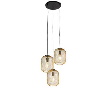 Art Deco závěsná lampa zlatá 45 cm 3-světlo - Bliss Mesh