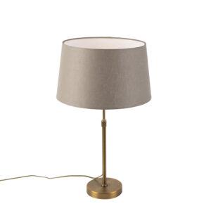 Bronzová stolní lampa s plátěným odstínem taupe 35cm - Parte