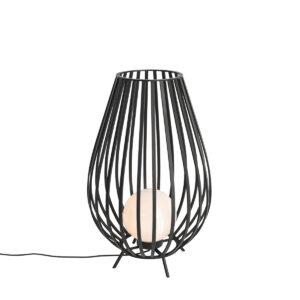 Designová stojací lampa černá s opálem 70 cm IP44 - Angela