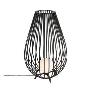 Designová stojací lampa černá sopalovým sklem 110 cm IP44 - Angela