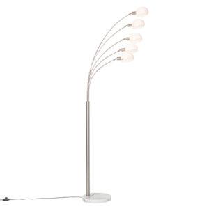 Designová stojací lampa ocelová s opálovým sklem 5-light - Sixties Marmo