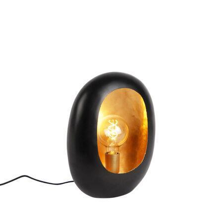 Designová stolní lampa černá se zlatým vnitřkem 36 cm - Cova