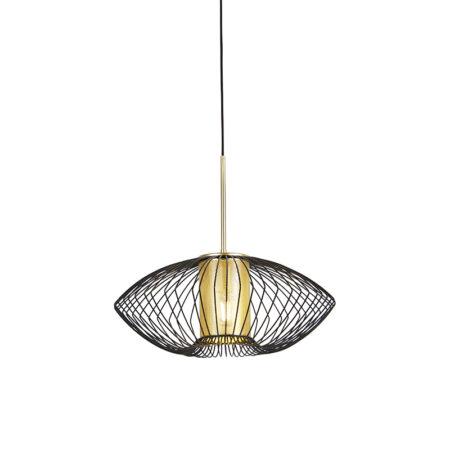 Designová závěsná lampa zlatá s černou 50 cm - Dobrado