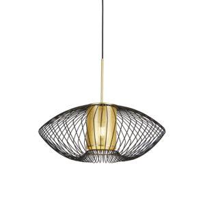 Designová závěsná lampa zlatá s černou 60 cm - Dobrado