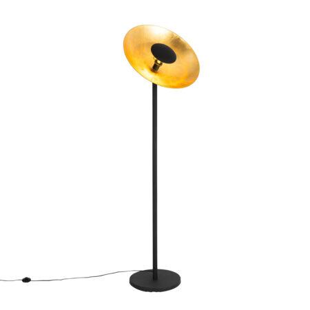 Industriální stojací lampa černá se zlatým vnitřkem 60 cm - Magnax