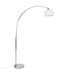 Moderní oblouková lampa chrom s bílým stínidlem - Arc Basic