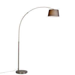 Moderní ocelová oblouková lampa s černým látkovým stínidlem - Arc Basic