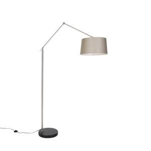 Moderní stojací lampa ocelová se stínidlem taupe 45 cm - Editor