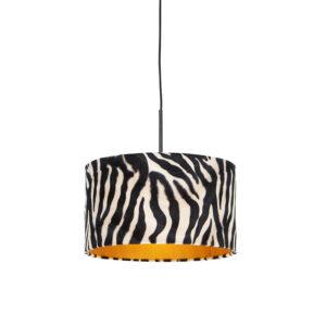 Moderní závěsná lampa černá se stínidlem zebra 35 cm - Combi