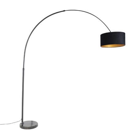 Oblouková lampa černá velurová odstín černá se zlatem 50 cm - XXL