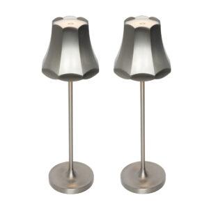 Sada 2 retro stolních lamp gunmetal dobíjecí IP44 - Granny