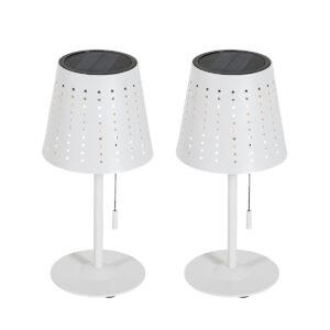 Sada 2 stolních lamp bílých včetně LED 3-stupňový stmívač dobíjecí a solární - Ferre