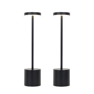 Set of 2 Outdoor Table Lamps Black Incl. LED and Dimmer Rechargeable - Dupont