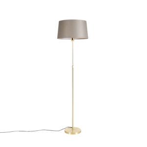 Stojací lampa bronzová s lněným stínidlem taupe nastavitelná 45 cm - Parte