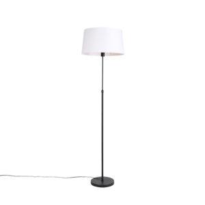 Stojací lampa černá s bílým plátěným stínidlem nastavitelným 45 cm - Parte