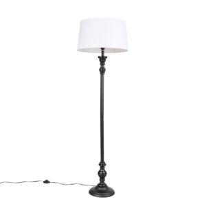 Stojací lampa černá s lněným odstínem bílá 45cm - Classico