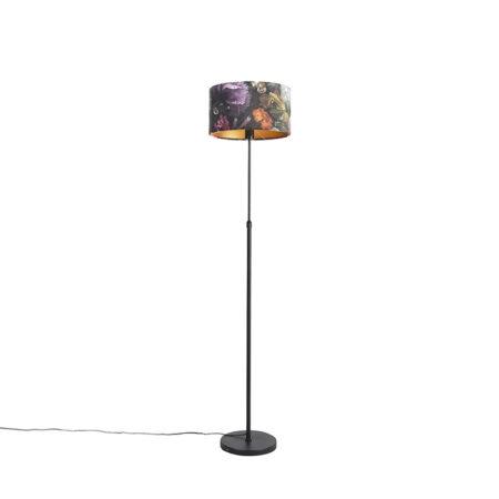 Stojací lampa černá se sametovými odstíny květin 35 cm - Parte