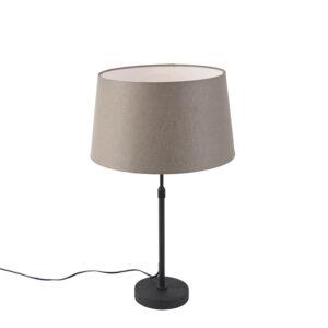 Stolní lampa černá s lněným stínidlem taupe nastavitelná 35 cm - Parte