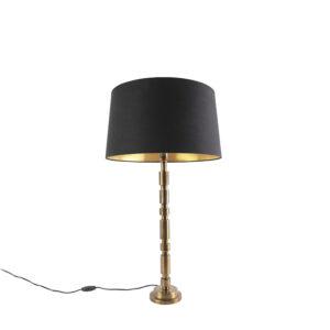 Stolní lampa ve stylu art deco bronzová s bavlněným odstínem 45 cm černá - Torre