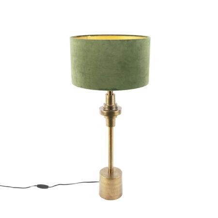 Stolní lampa ve stylu art deco se sametovým odstínem zelené 35 cm - Diverso