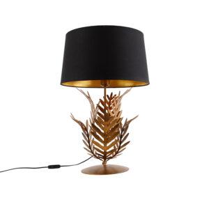 Stolní lampa zlatá s odstínem černé bavlny 40 cm - Botanica