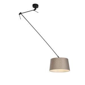 Závěsná lampa s plátěným stínidlem taupe 35 cm - Blitz I černá