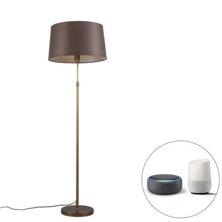 Chytrá stojací lampa bronzová s hnědým stínidlem 45 cm včetně Wifi A60 - Parte