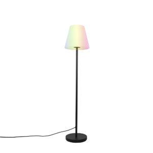 Chytrá stojací lampa černá s bílým stínidlem 35 cm IP65 vč