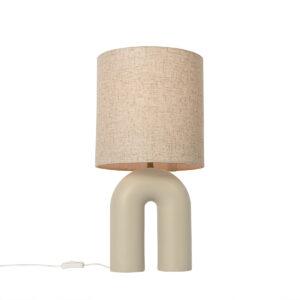 Designová stolní lampa béžová s béžovým plátěným stínidlem - Lotti