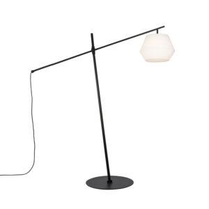 Designová venkovní stojací lampa černá IP44 s bílým stínidlem - Robbert