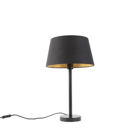 Klasická stolní lampa černá s černým odstínem 32 cm - Simplo