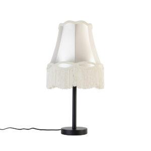 Klasická stolní lampa černá s odstínem babička krémová 30 cm - Simplo