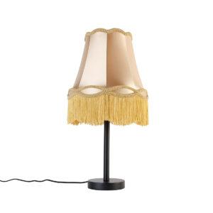 Klasická stolní lampa černá se stínidlem babička zlatá 30 cm - Simplo