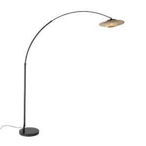 Moderní oblouková lampa černá s orientálním stínítkem a bambusovou konstrukcí 50 cm - XXL Rina