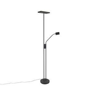 Moderní stojací lampa s lampou na čtení hranatá černá - Jazzy