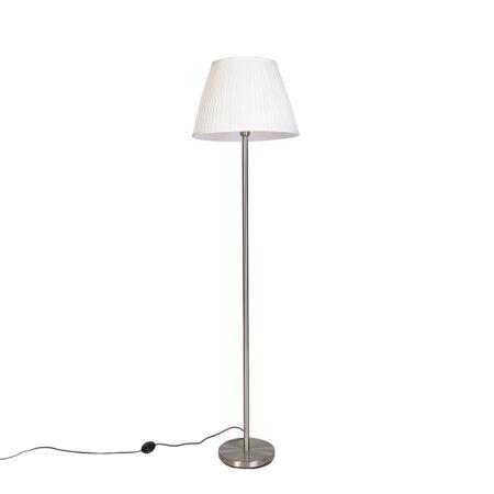 Moderní stojací lampa z oceli s bílým skládaným stínidlem 45 cm - Simplo