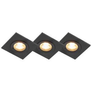 Sada 3 koupelnových downlightů černé IP44 - náměstí Xena