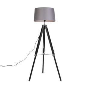 Stojací lampa Stativ černý s odstínem 45cm lněný tmavě šedý