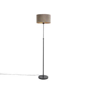 Stojací lampa černá s velurovým odstínem taupe se zlatem 35 cm - Parte