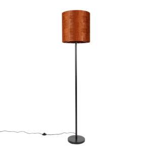 Stojací lampa černá velurová odstín oranžová 40 cm - Simplo