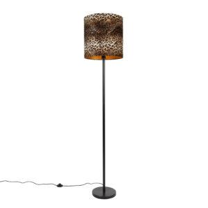 Stojací lampa černý odstín leopardí design 40 cm - Simplo