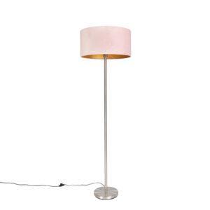 Stojací lampa z oceli s růžovým odstínem 50 cm - Simplo