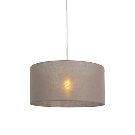 Venkovská závěsná lampa bílá s odstínem taupe 50 cm - Combi 1